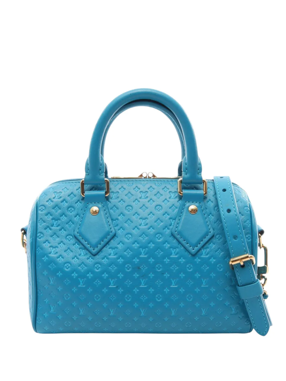 Louis Vuitton Pre-Owned 2021-2026 Embossed Calfskin Nanogram Speedy Bandouliere 20 satchel - Blu