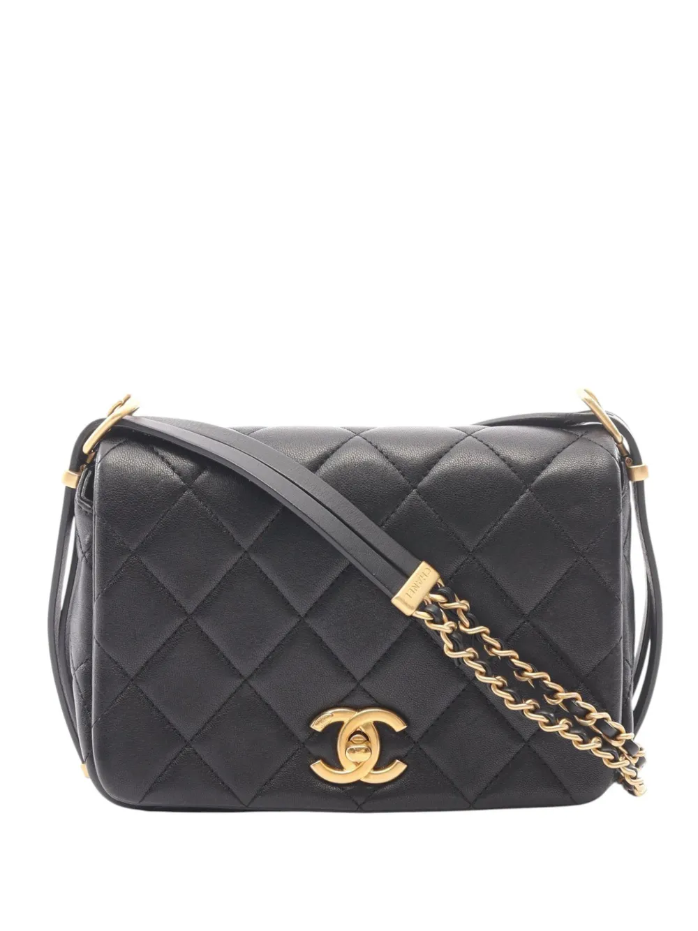 CHANEL Pre-Owned 2021-2026 CC Quilted Lambskin Double Chain Flap shoulder bag - Nero