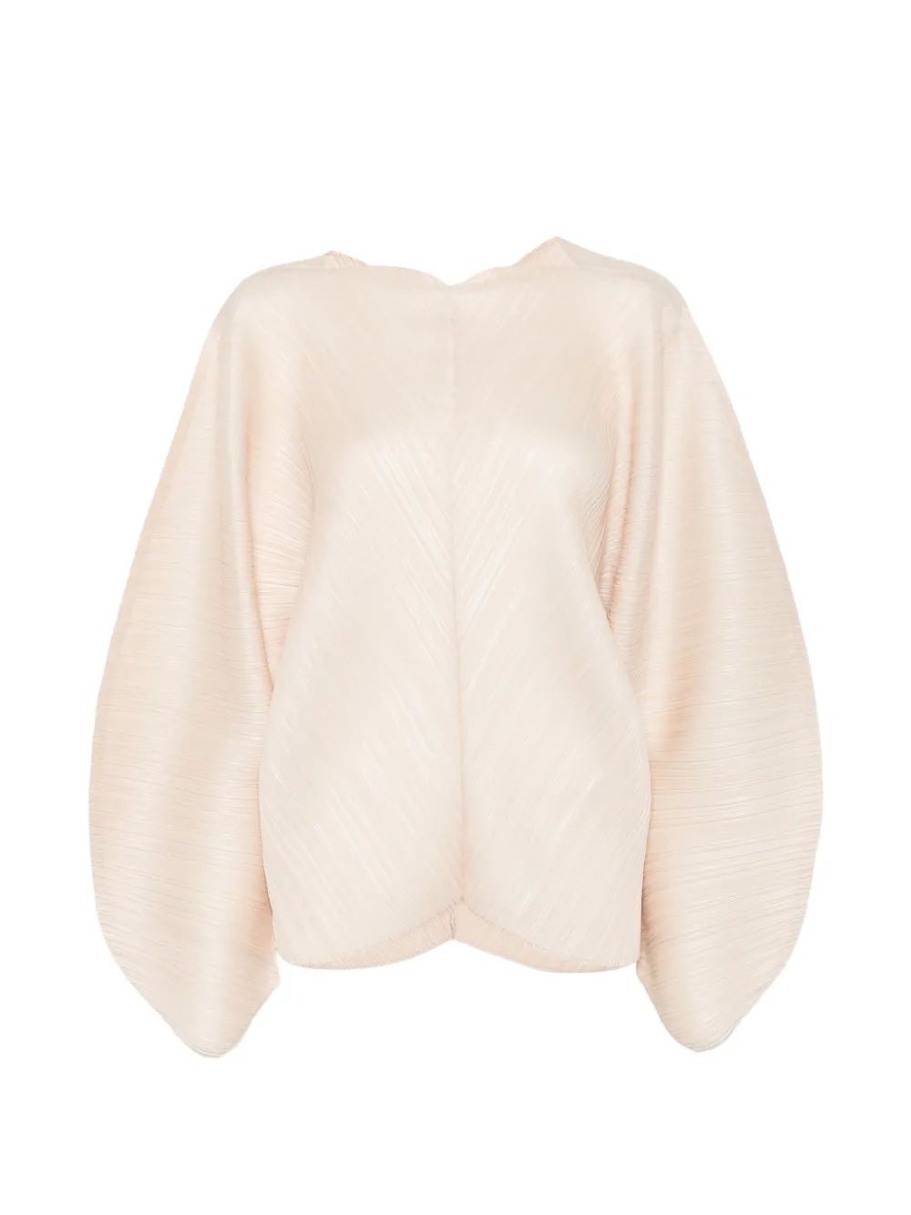 Pleats Please Issey Miyake pleated balloon-sleeve top - Toni neutri