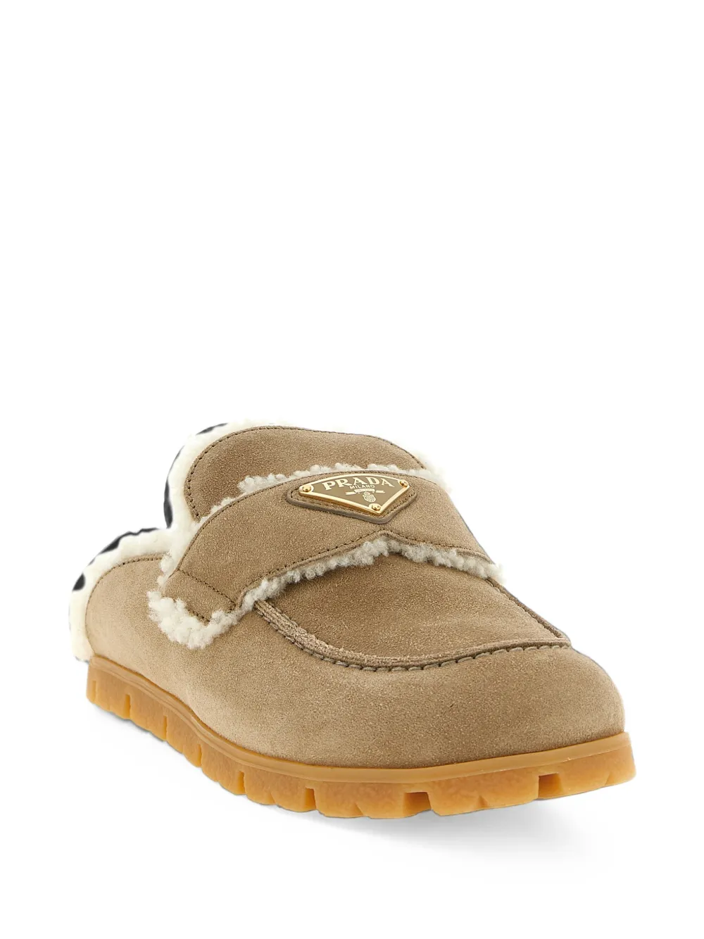 Prada suede and shearling mules Beige