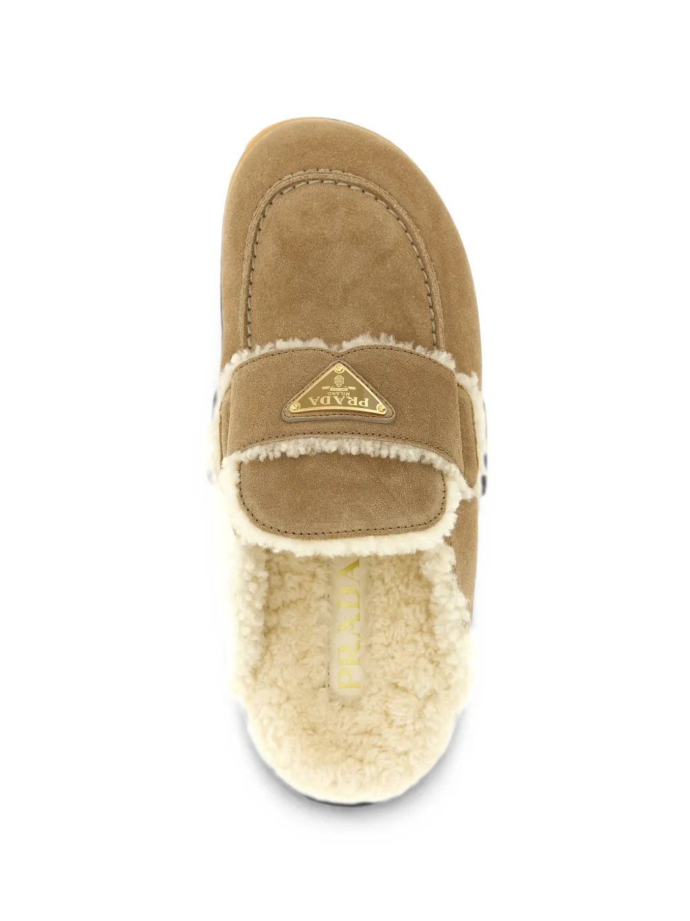 Prada suede and shearling mules Beige