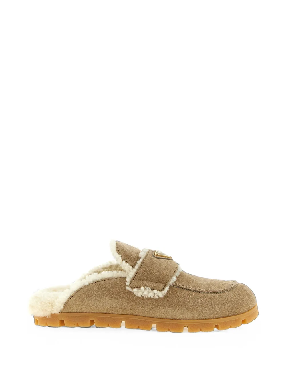 Prada suede and shearling mules Beige