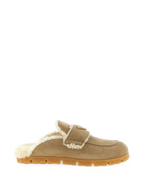 Prada suede and shearling mules