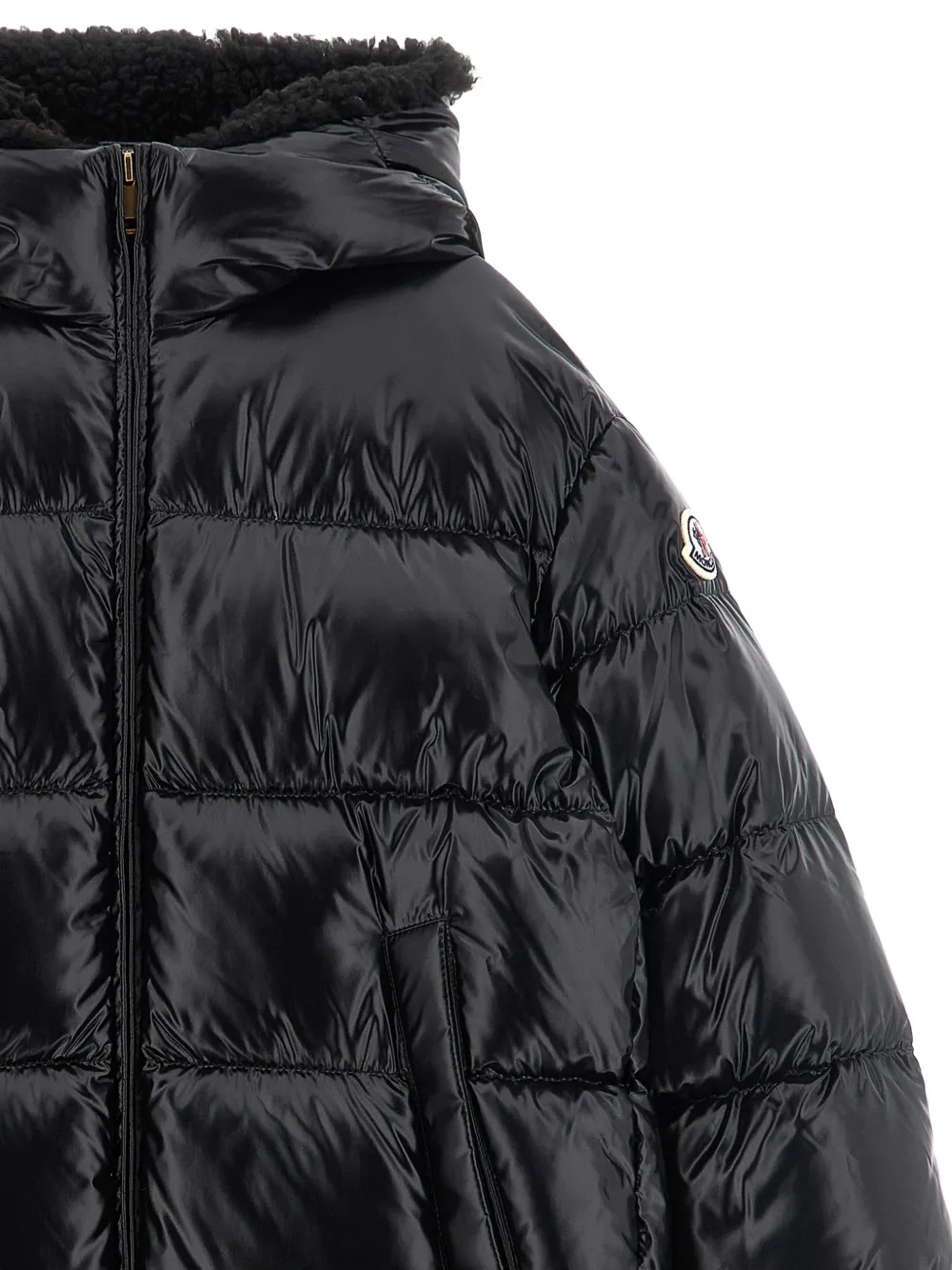 Moncler Enfant Ganevry gewatteerde jas Zwart