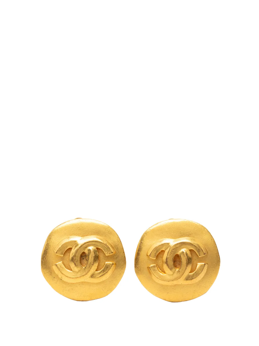 CHANEL Pre-Owned 1996 CC Gold Plated Round Clip On Earrings costume earrings - Oro