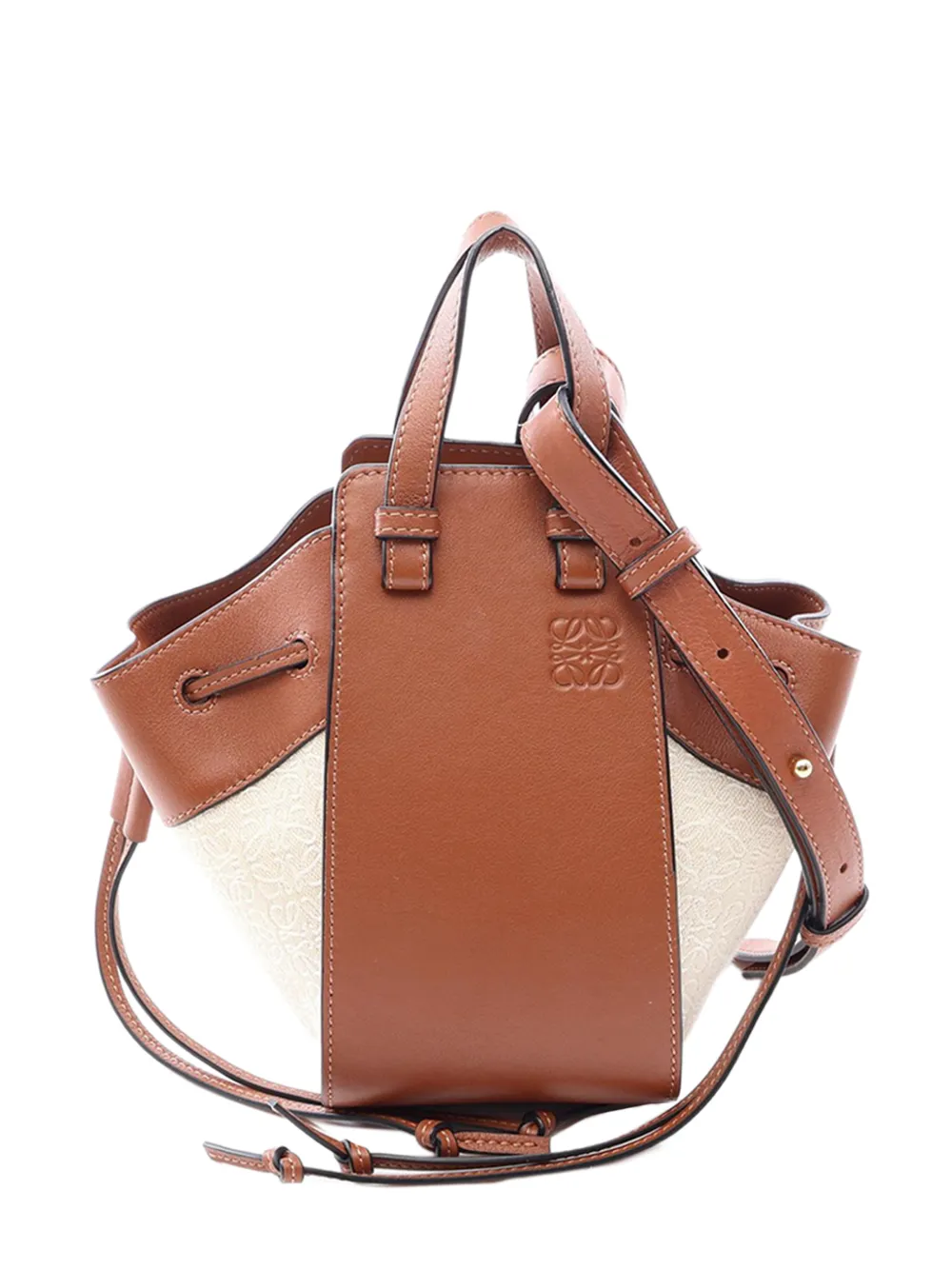 Loewe Pre-Owned 2010-2026 Mini Leather and Canvas Hammock Bag satchel - Marrone