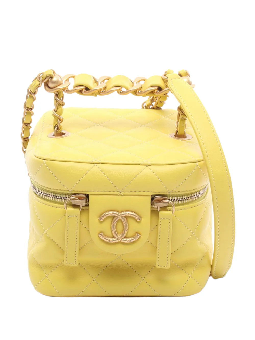 CHANEL Pre-Owned 2021-2026 Small CC Quilted Lambskin Vanity Case With Chain satchel - Giallo