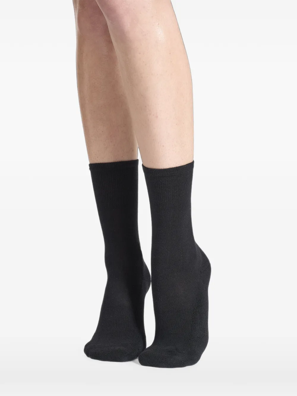 Wolford ribbed-knit logo-print socks Zwart