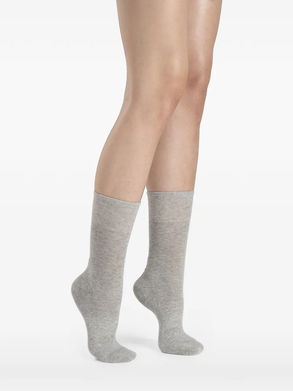 Wolford Twee paar sokken met geribbelde manchetten en badstof vlakken Grijs