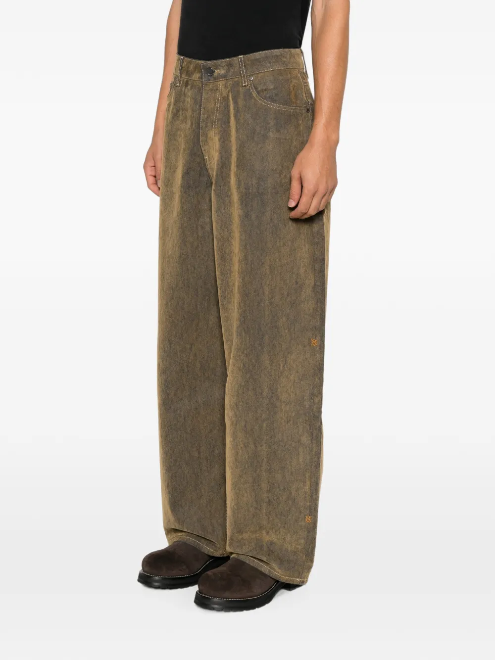 Daily Paper Jeans met acid-wassing Bruin