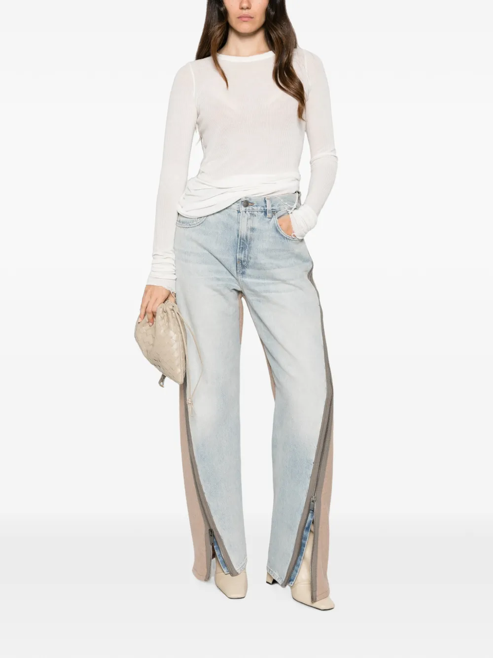Haikure zip-detail panelled jeans - Blu