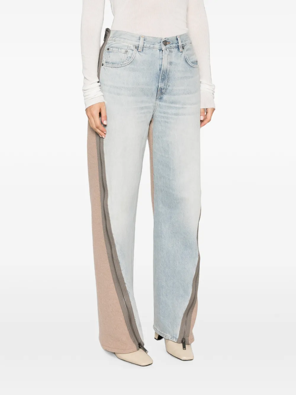 Haikure Jeans met vlakken en ritsdetail Blauw