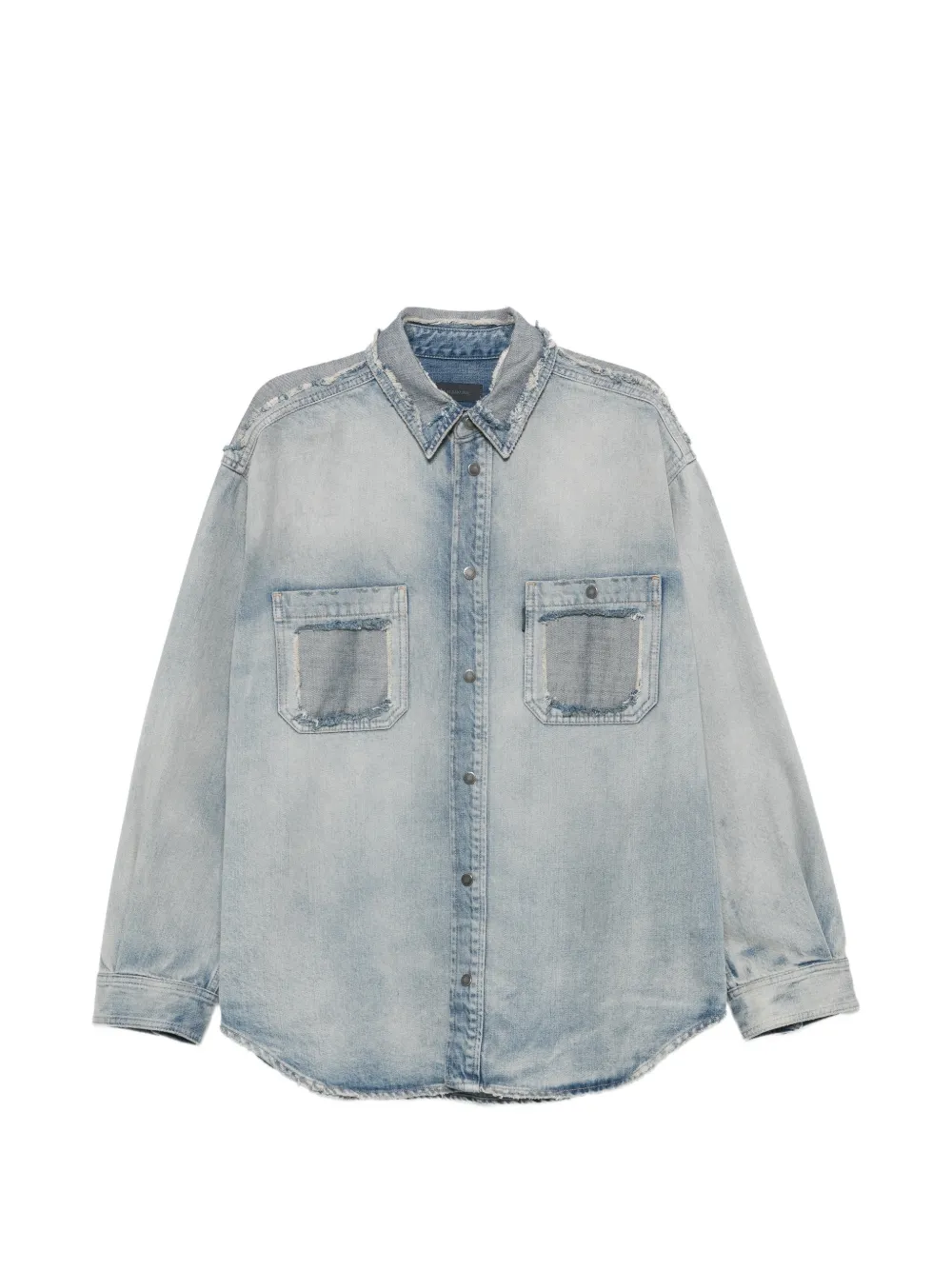 Haikure Nelson distressed patchwork denim shirt - Blu