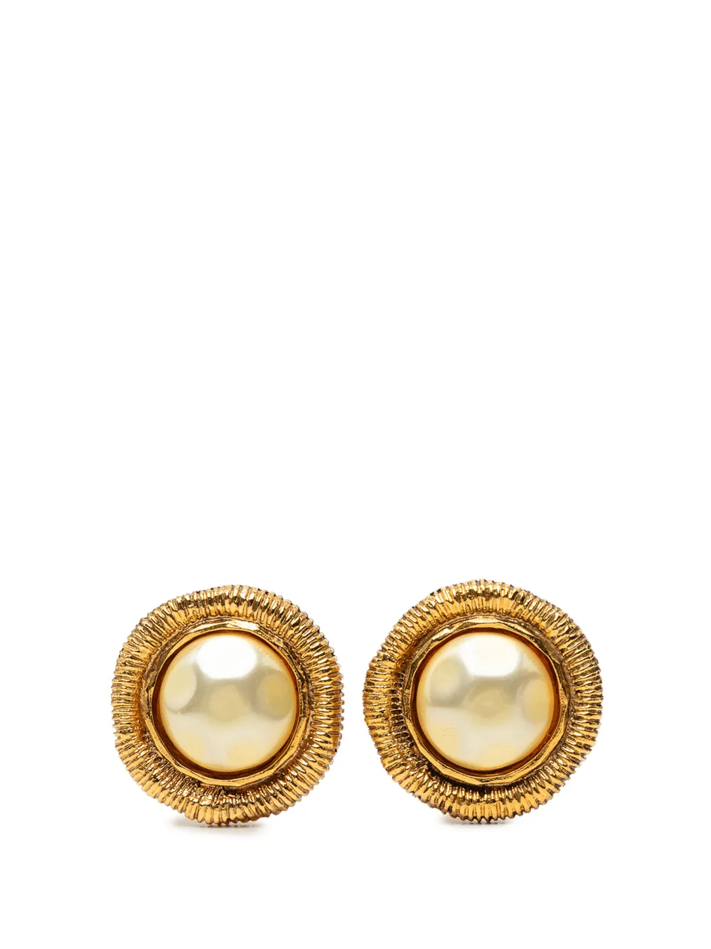 CHANEL Pre-Owned 1970-1980 Gold Plated Faux Pearl Clip On Earrings costume earrings - Oro
