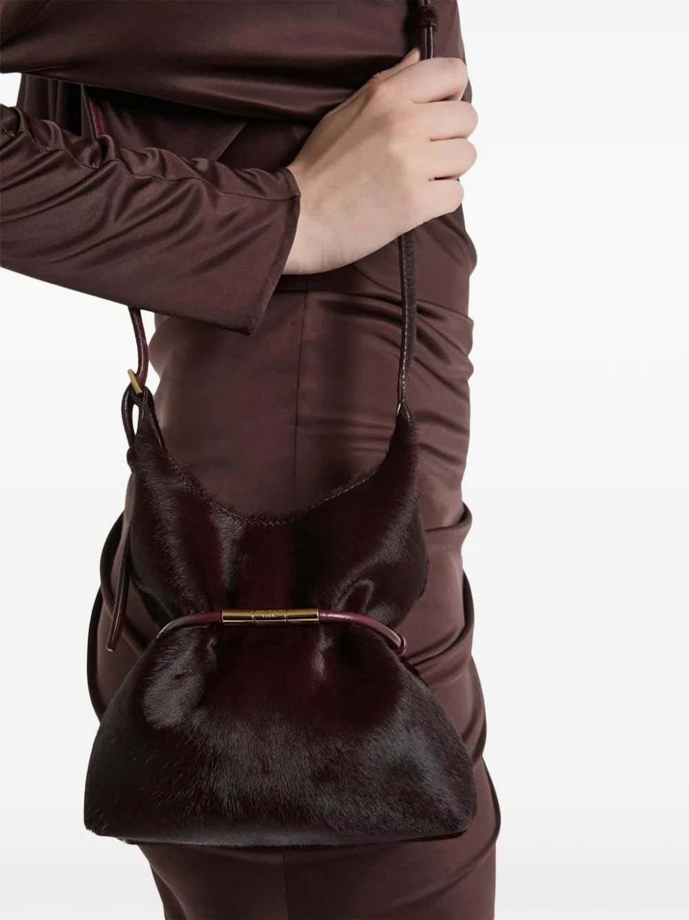 Balmain Sphynx mini-schoudertas van leer met haar Paars