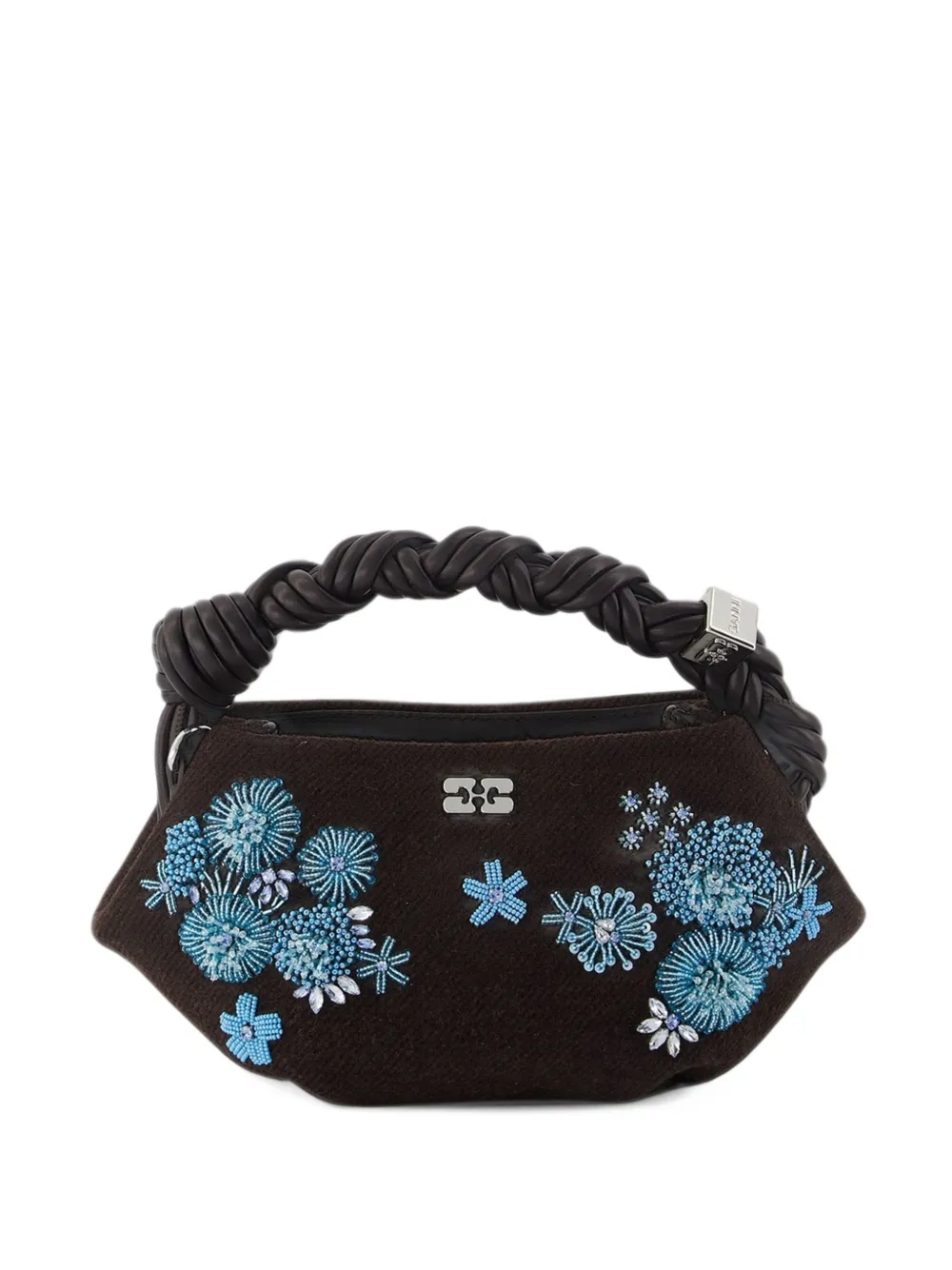 GANNI Bou Mini bead-embellished shoulder bag Bruin