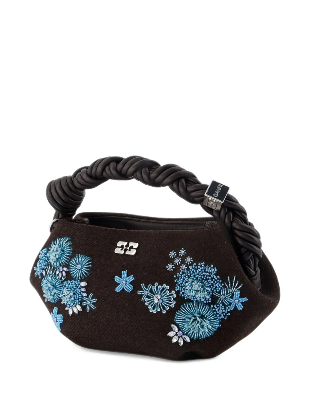 GANNI Bou Mini bead-embellished shoulder bag Bruin