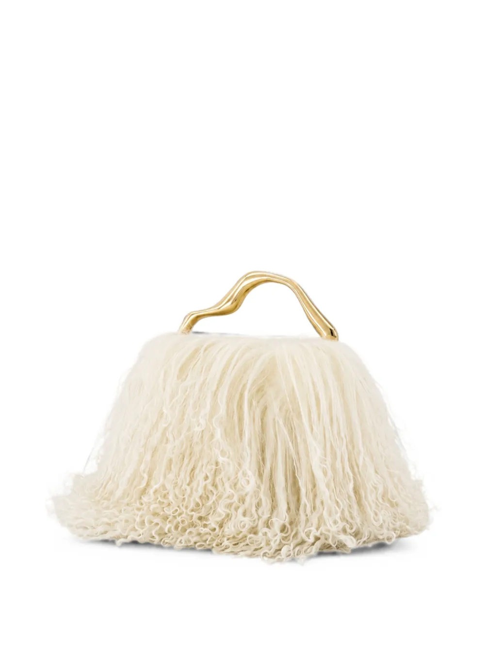 Cult Gaia Backgammon clutch van imitatiebont Beige