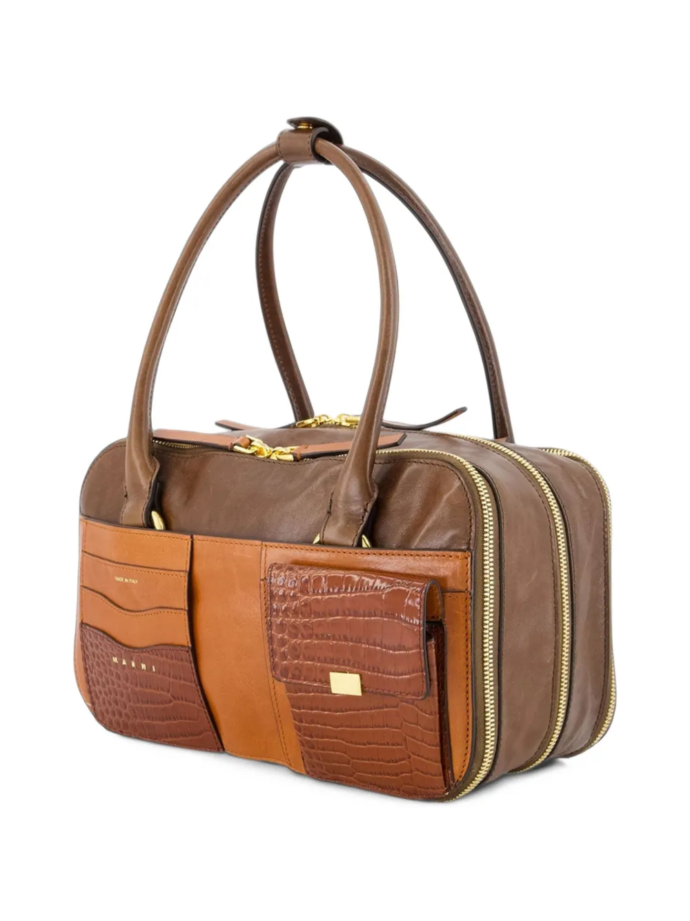 Marni Boxyne pocket-detail shoulder bag Bruin