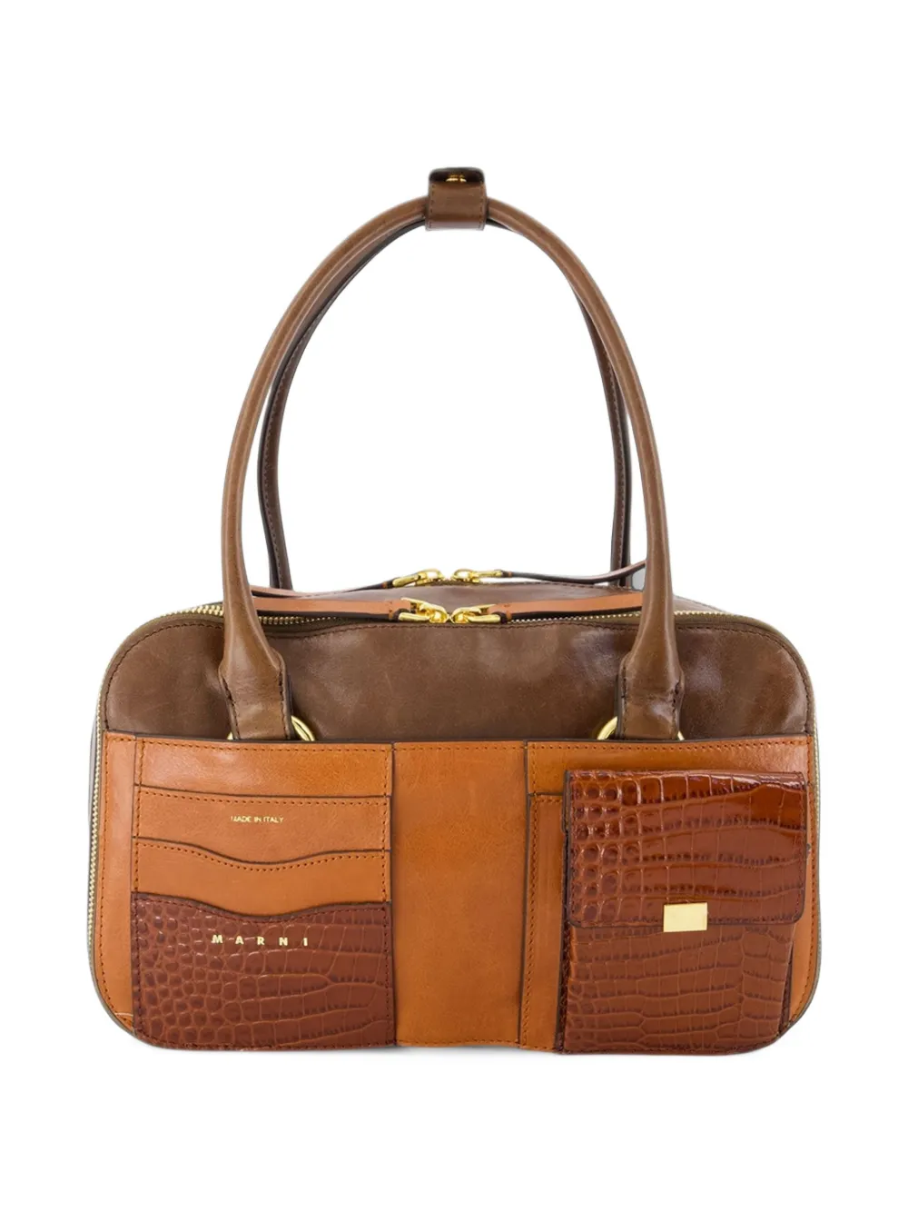 Marni Boxyne Small W/pockets Purse - Marni - Leather - Brown - Marrone