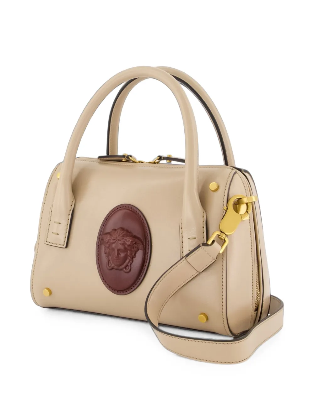 Versace Kleine Roomy Boston leren tas Beige