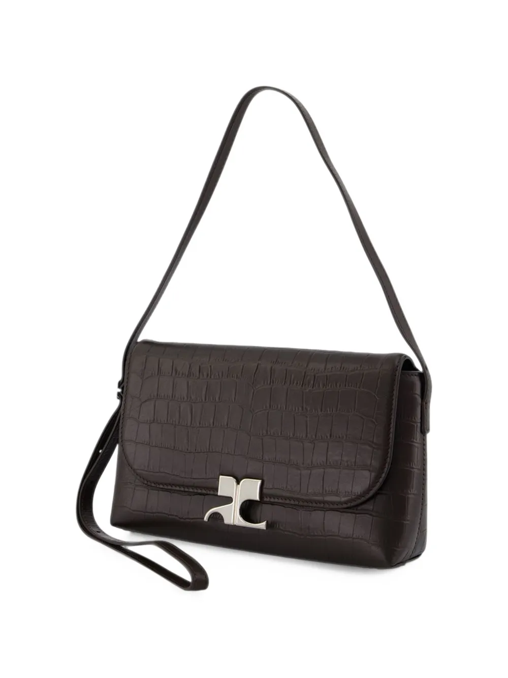 Courrèges Icotype croc-effect shoulder bag Bruin