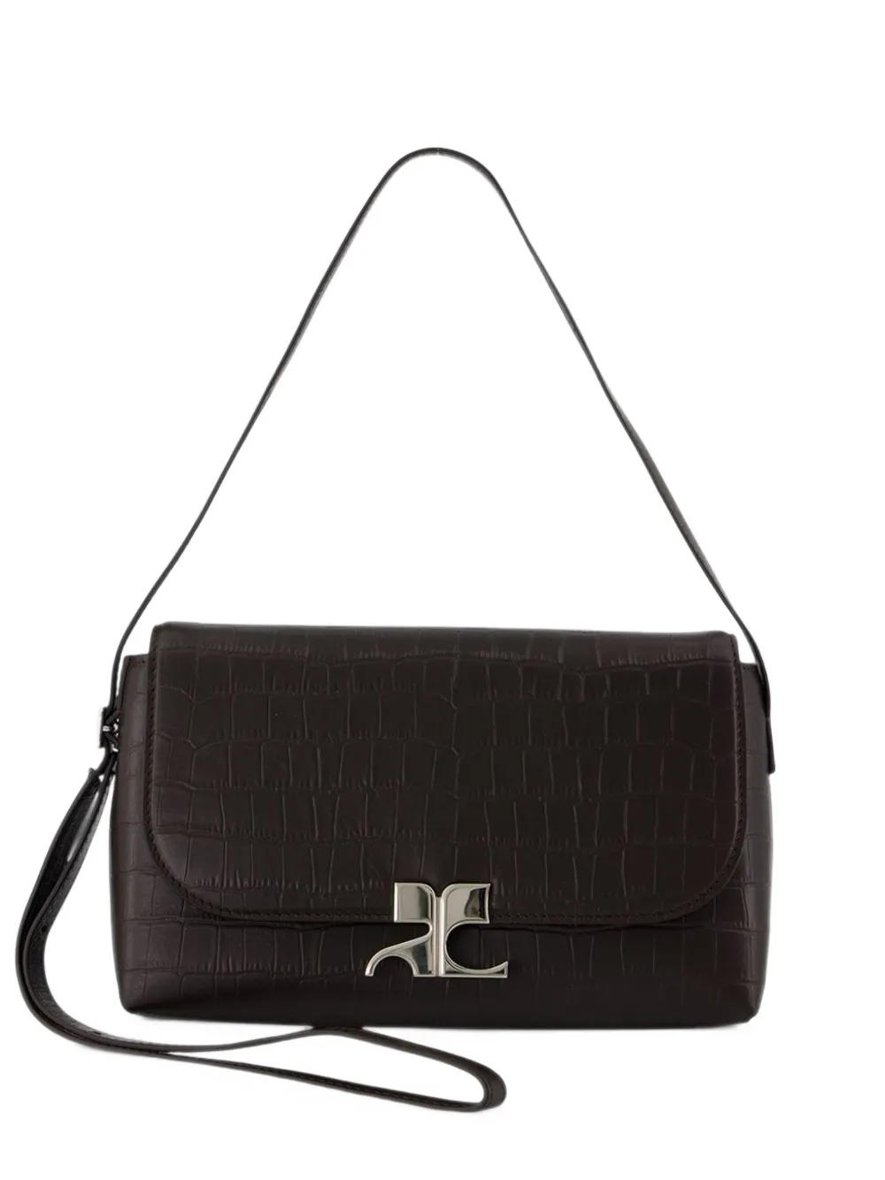 Courrèges Icotype croc-effect shoulder bag - Brown