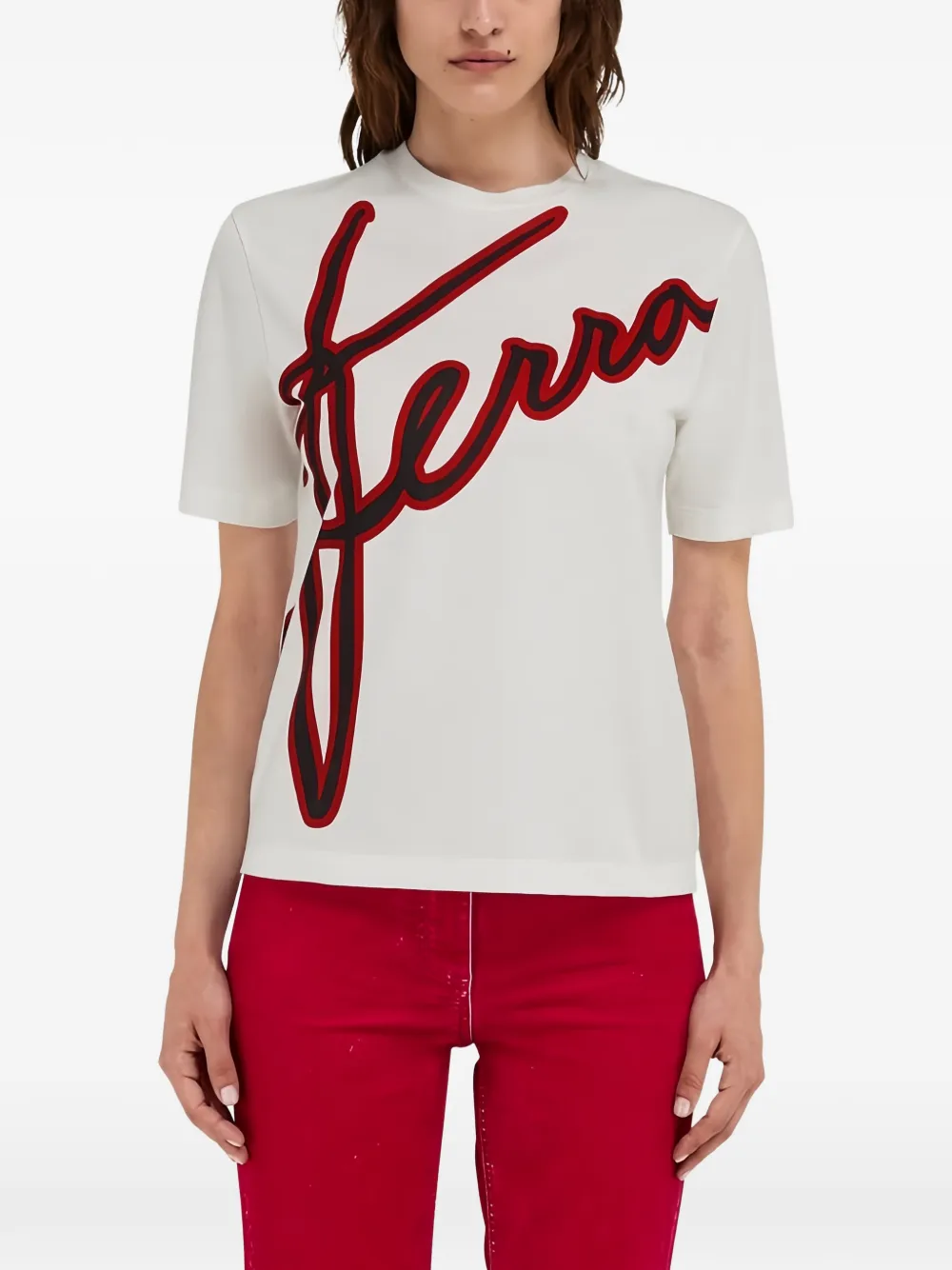 Ferragamo graphic-script oversized T-shirt