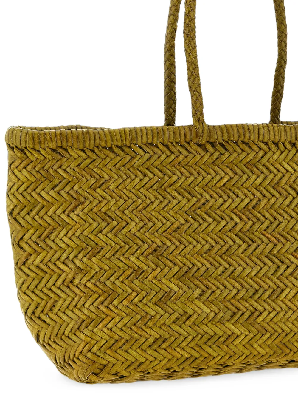 DRAGON DIFFUSION Grote Bamboo Triple Jump geweven leren shopper Groen