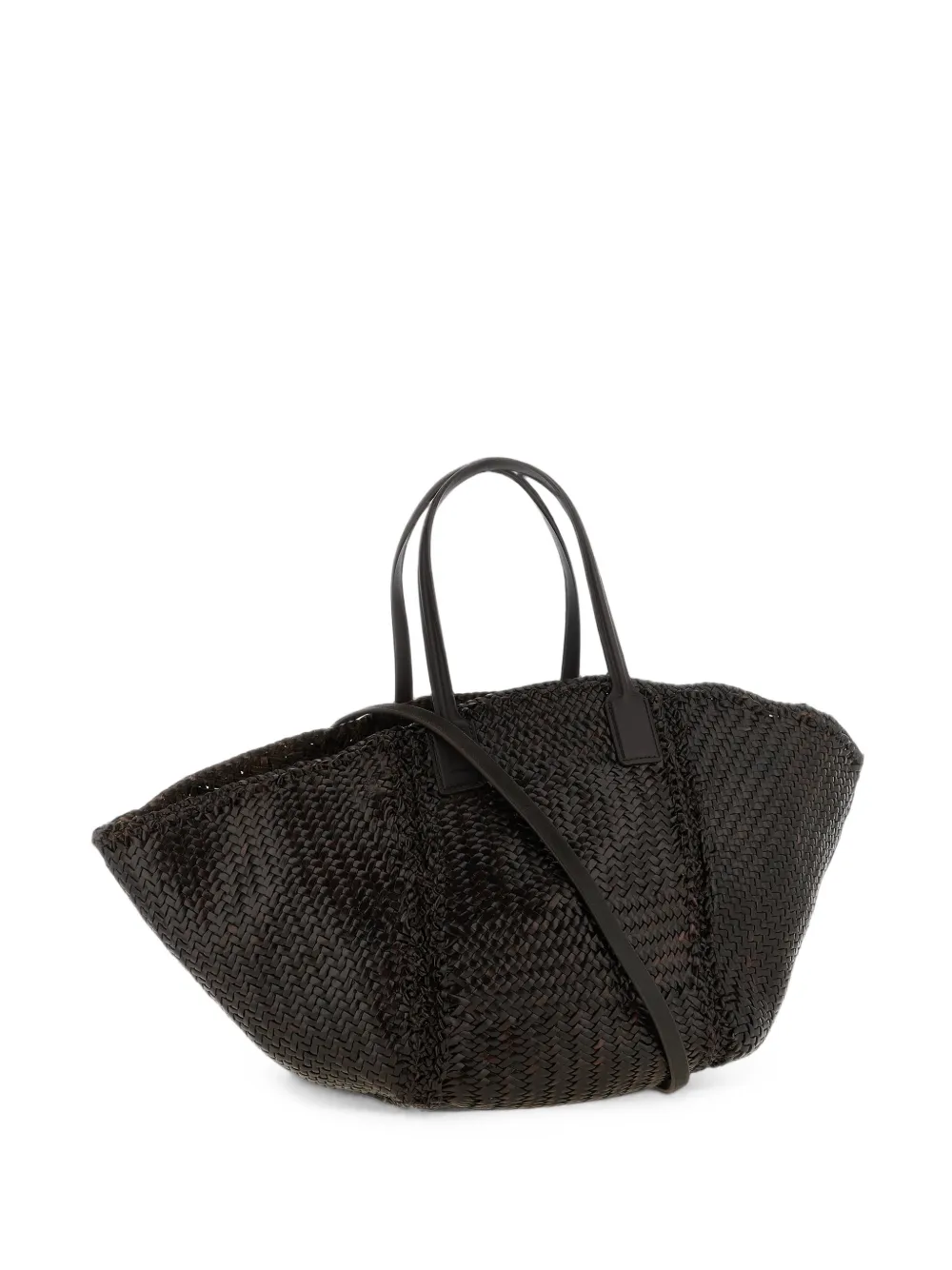 DRAGON DIFFUSION maxi Teresa Cabas woven leather tote bag - Marrone