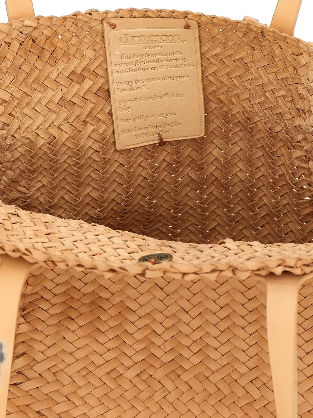 DRAGON DIFFUSION Teresa Maxi Cabas handgeweven shopper Beige