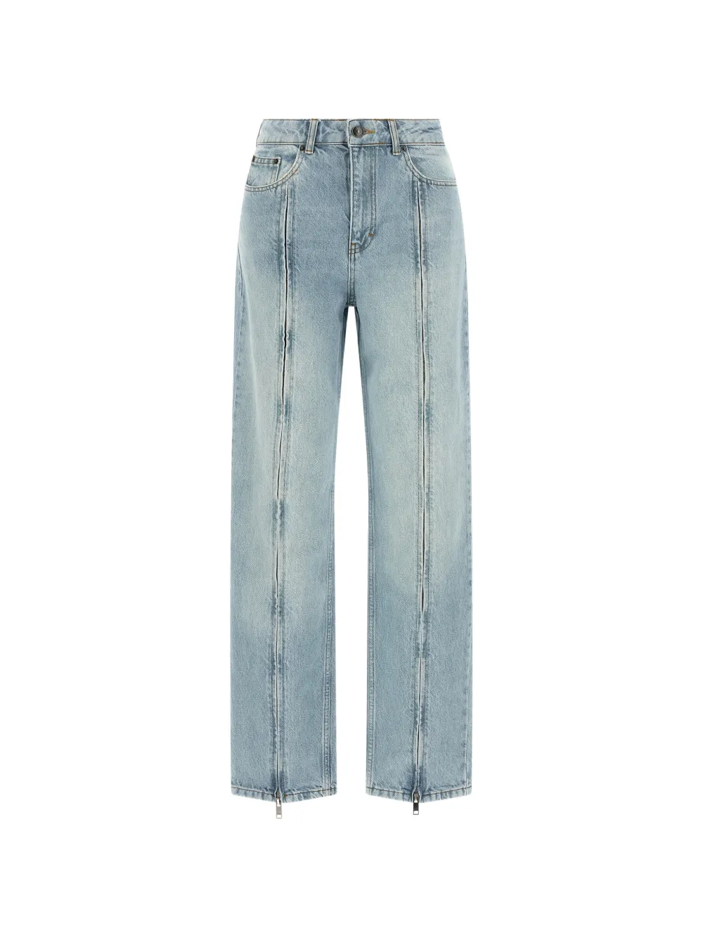 ROTATE BIRGER CHRISTENSEN straight denim zip jeans light blue