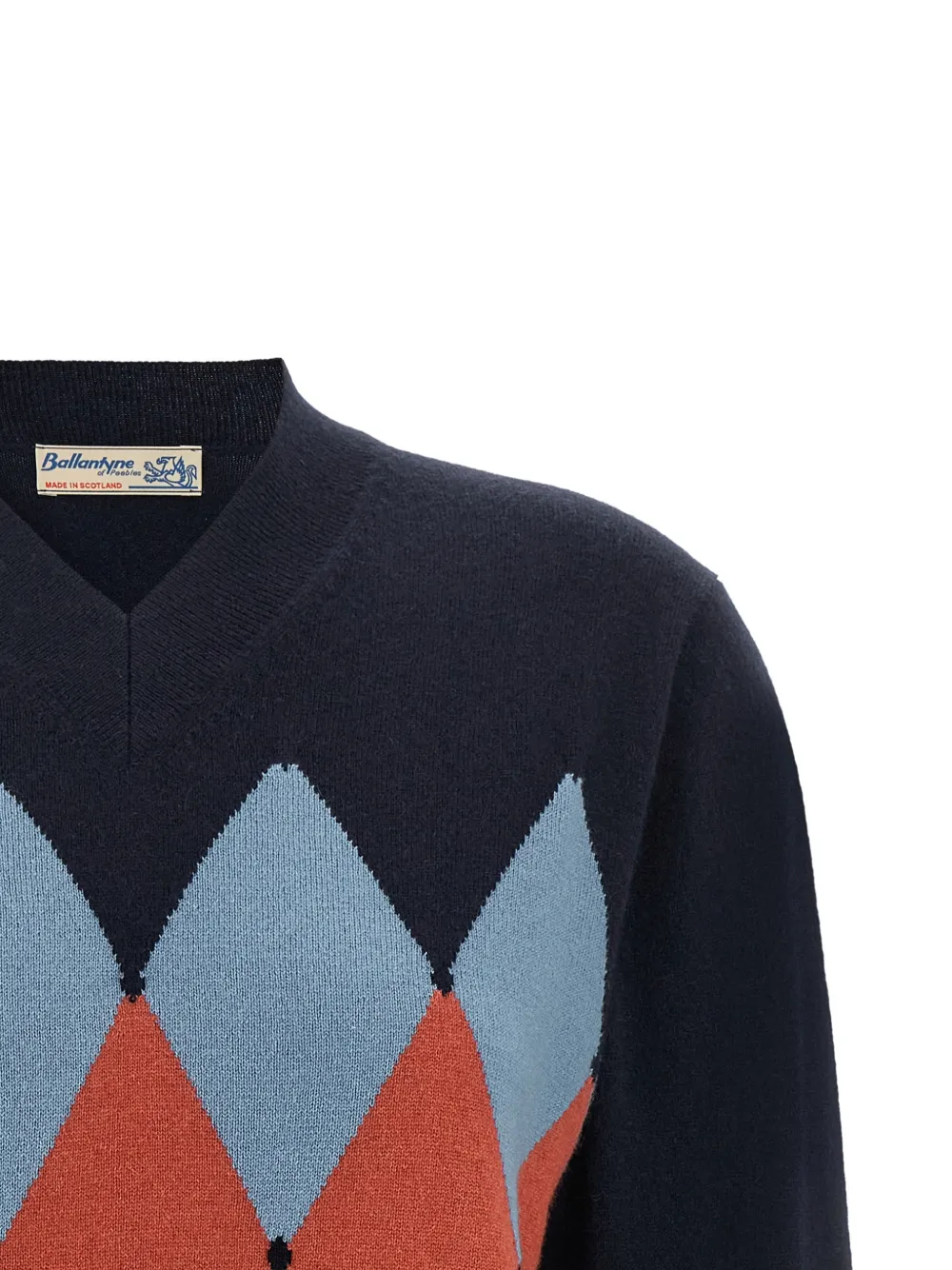 Ballantyne Trui met argyle-patroon en V-hals Blauw