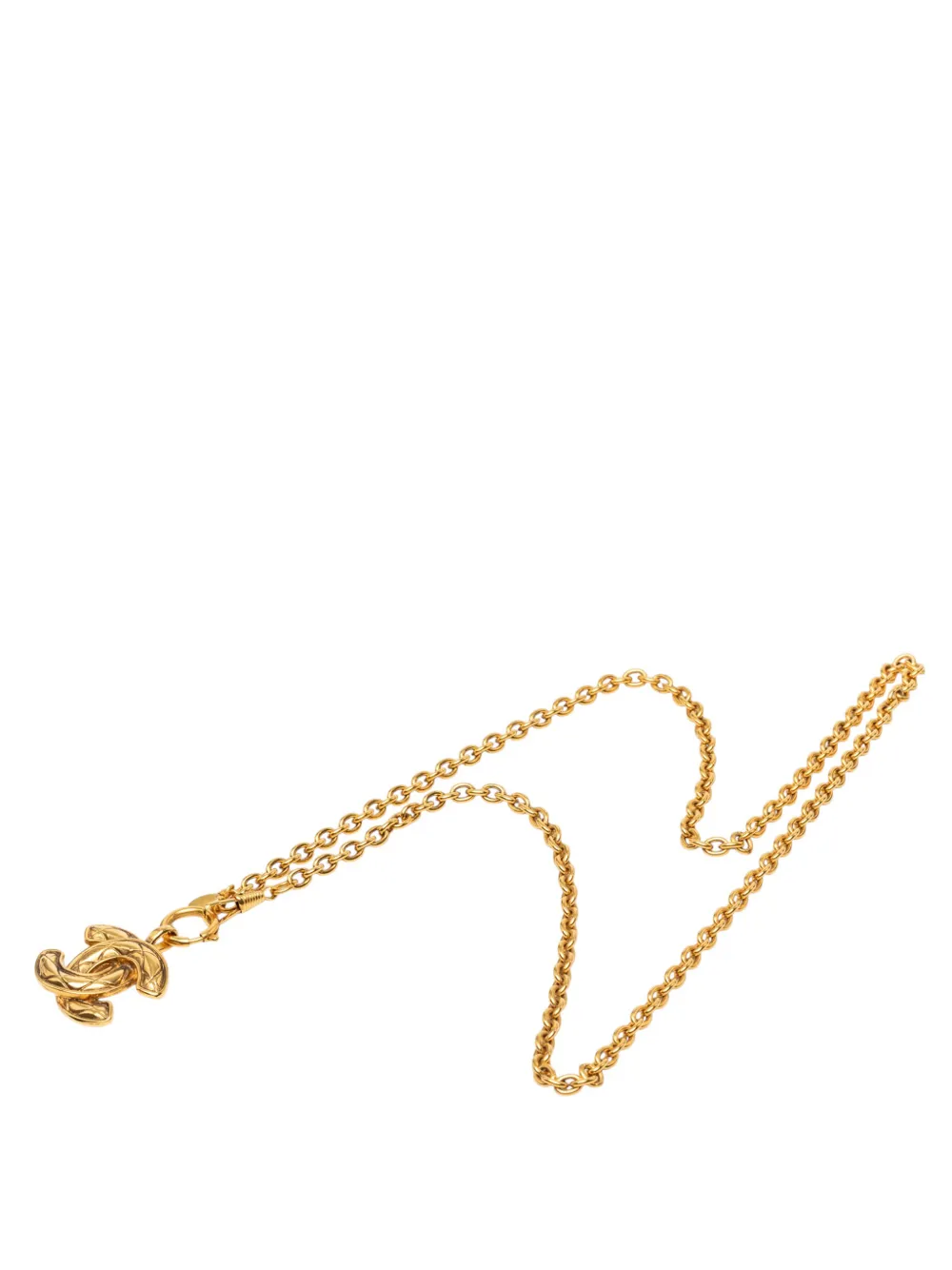 CHANEL Pre-Owned 1970-1980 CC Gold Plated Quilted Pendant Necklace costume necklace - Oro