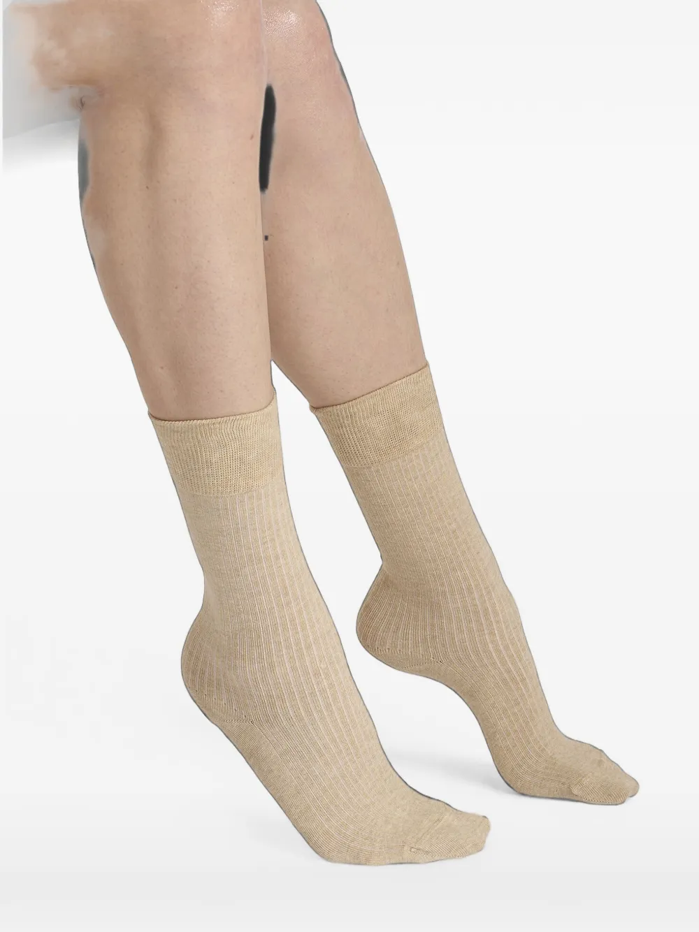 Wolford Ribgebreide sokken Beige