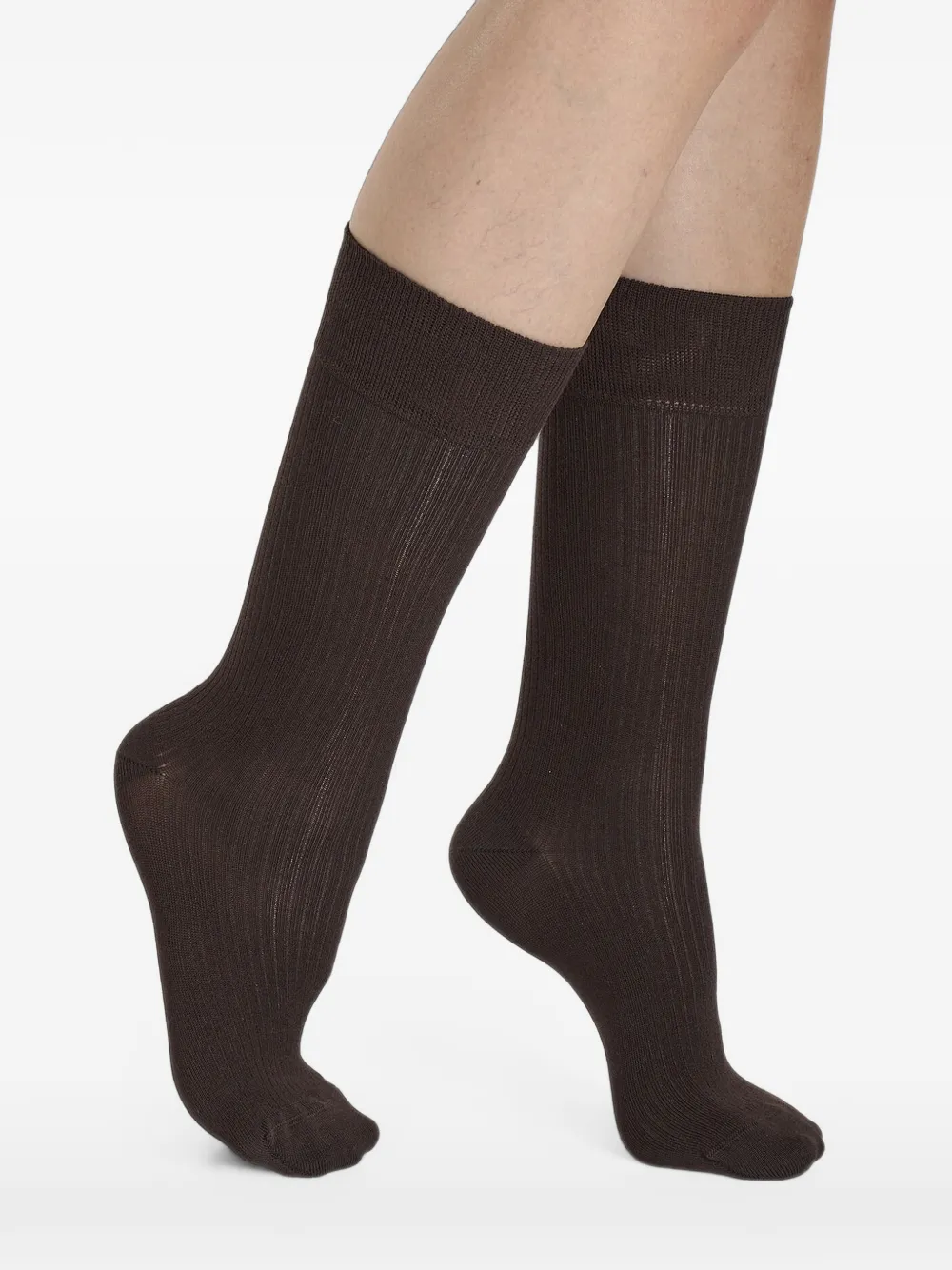 Wolford Geribbelde sokken van stretch-katoen Bruin