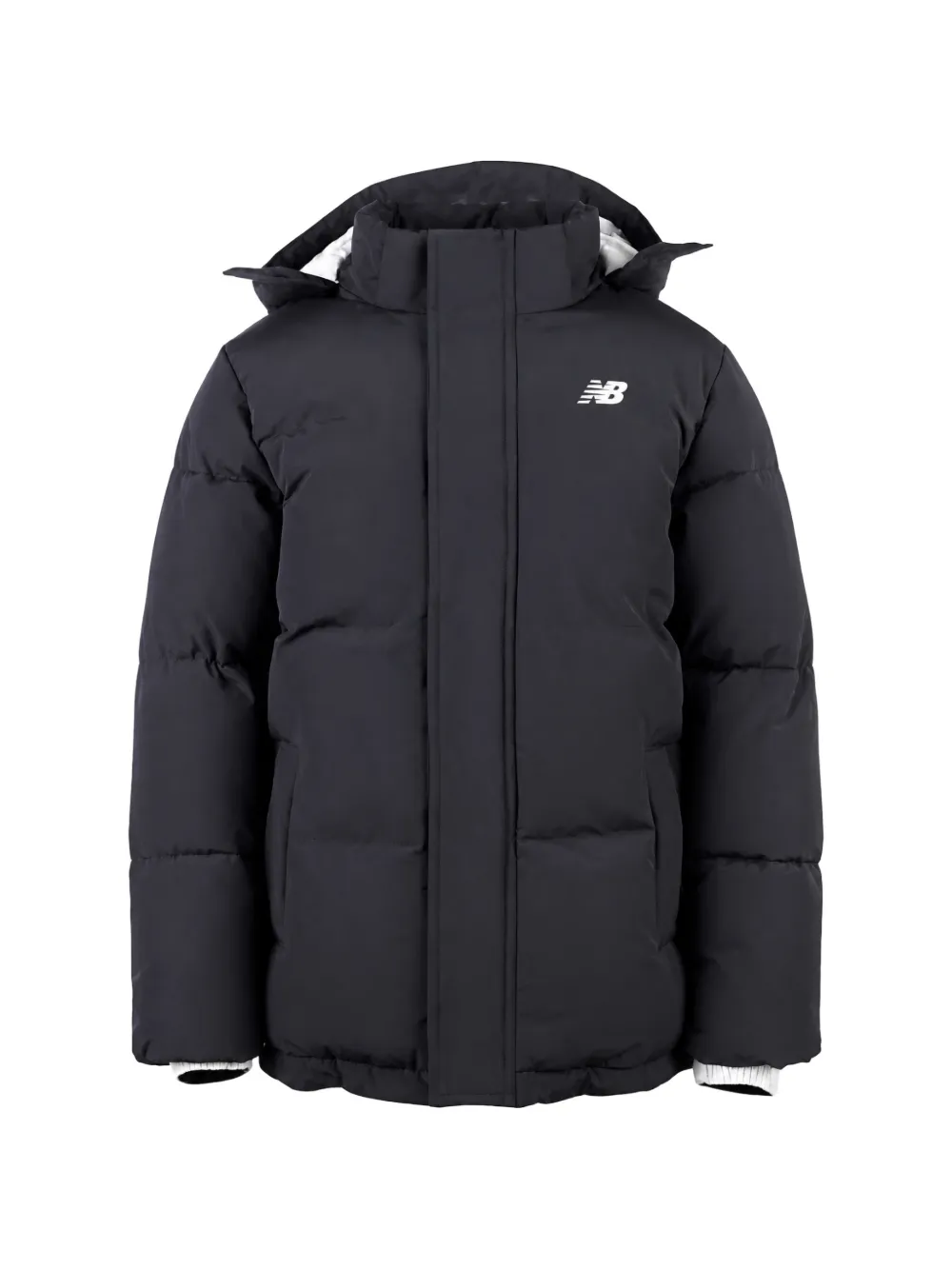 New Balance Kids hooded padded jacket Zwart