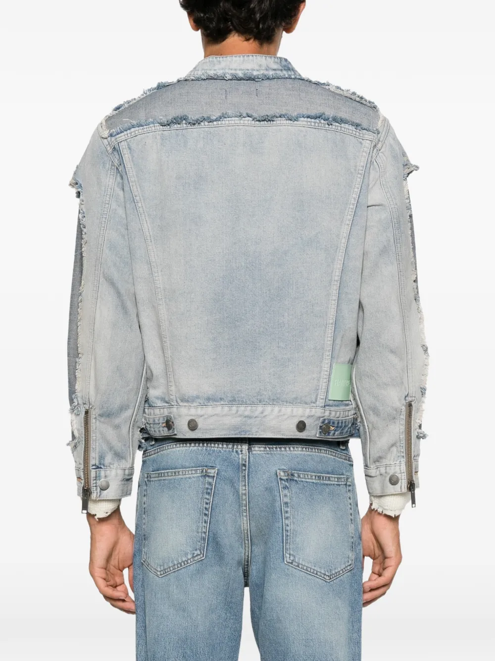 Haikure distressed panelled denim jacket Blauw