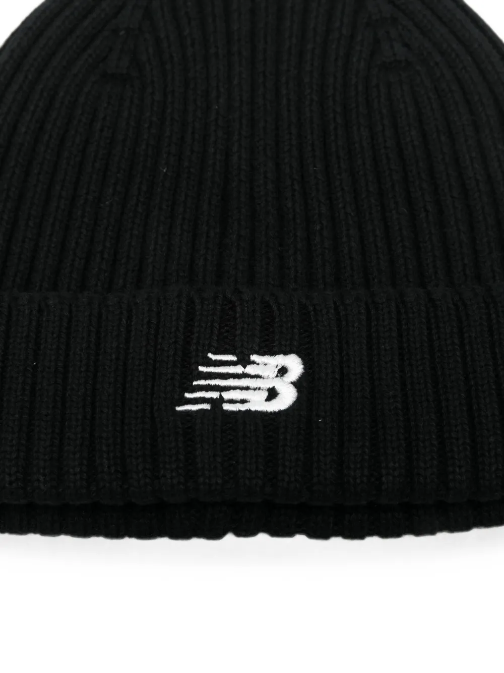 New Balance Kids Ribgebreide muts met geborduurd logo Zwart