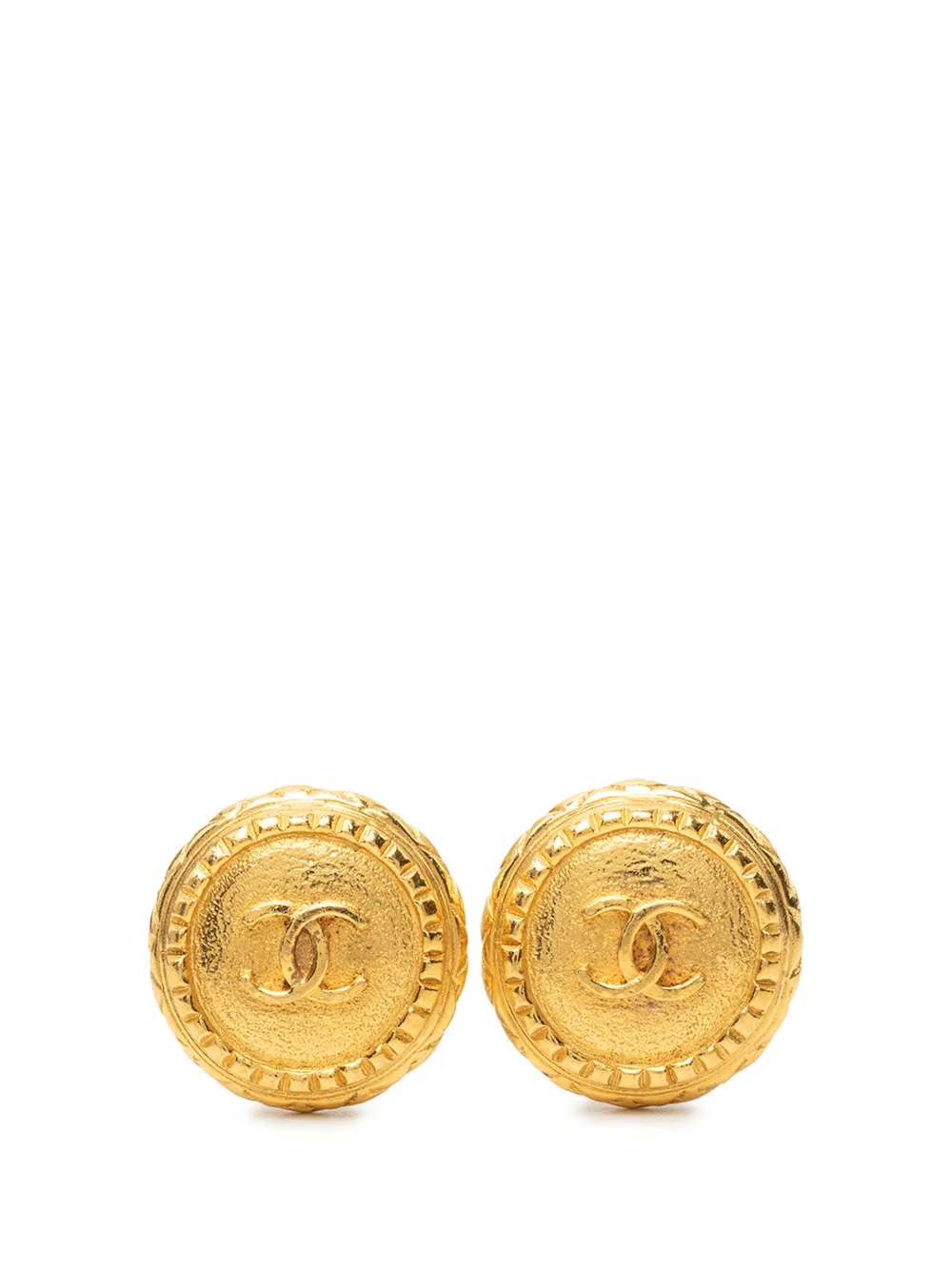 CHANEL Pre-Owned 1970-1980 CC Gold Plated Button Clip On Earrings costume earrings - Oro