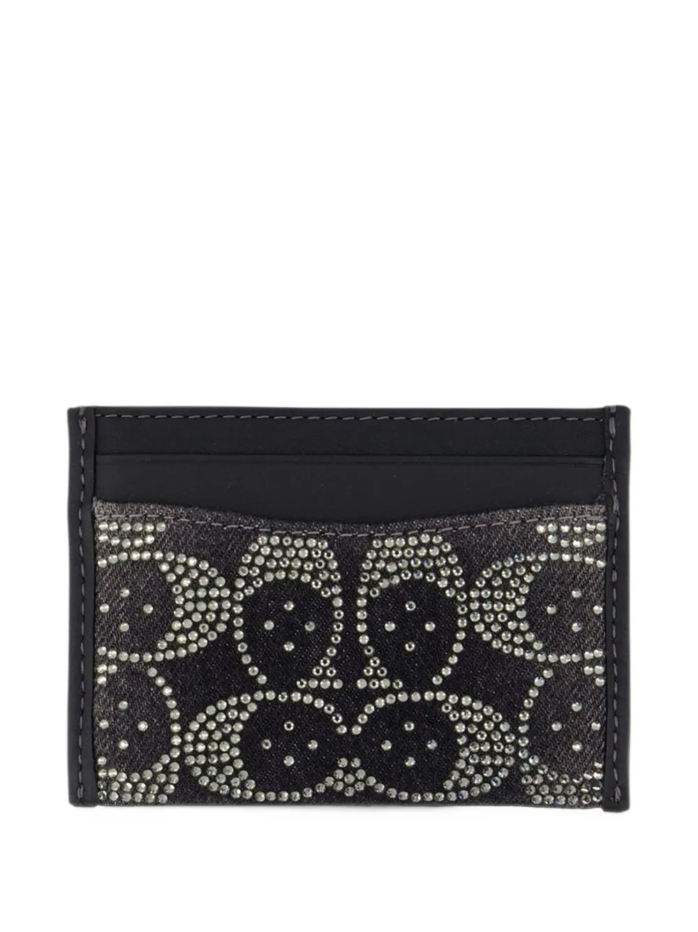 Coach Essential card case with crystal signature Zwart