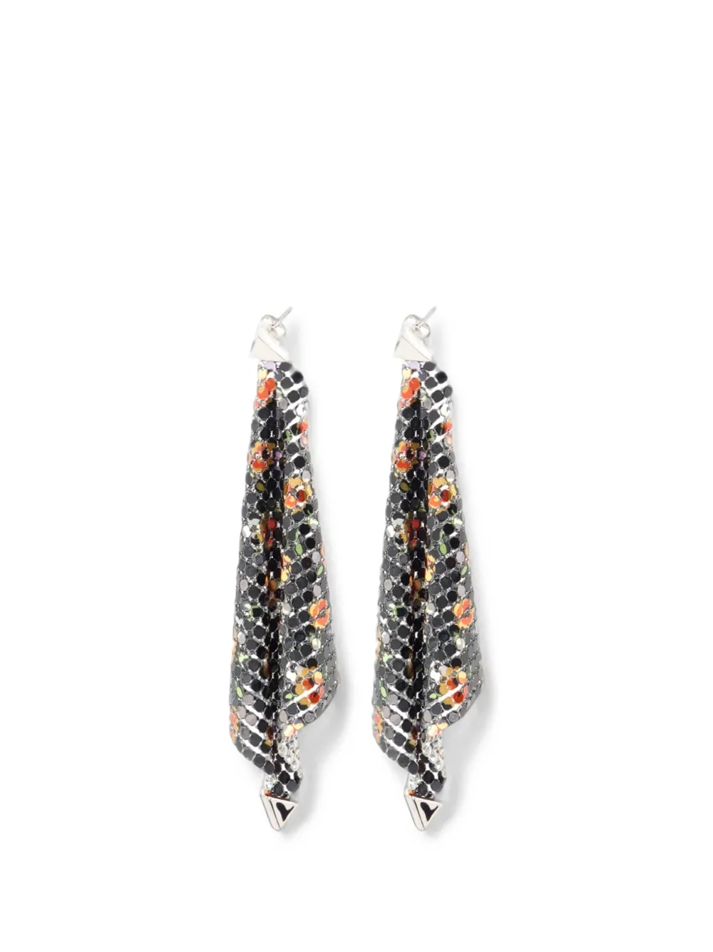 Rabanne floral-print chainmail earrings - Nero