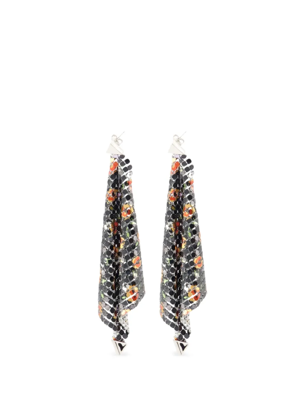 Rabanne Ohrringe mit Blumenprint - Schwarz