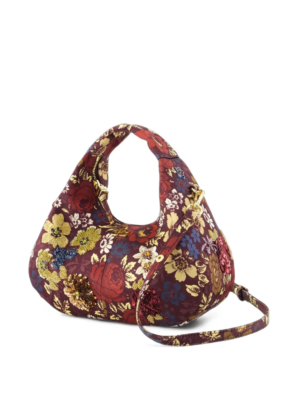 GANNI floral-print sequin-embellished tote bag Rood