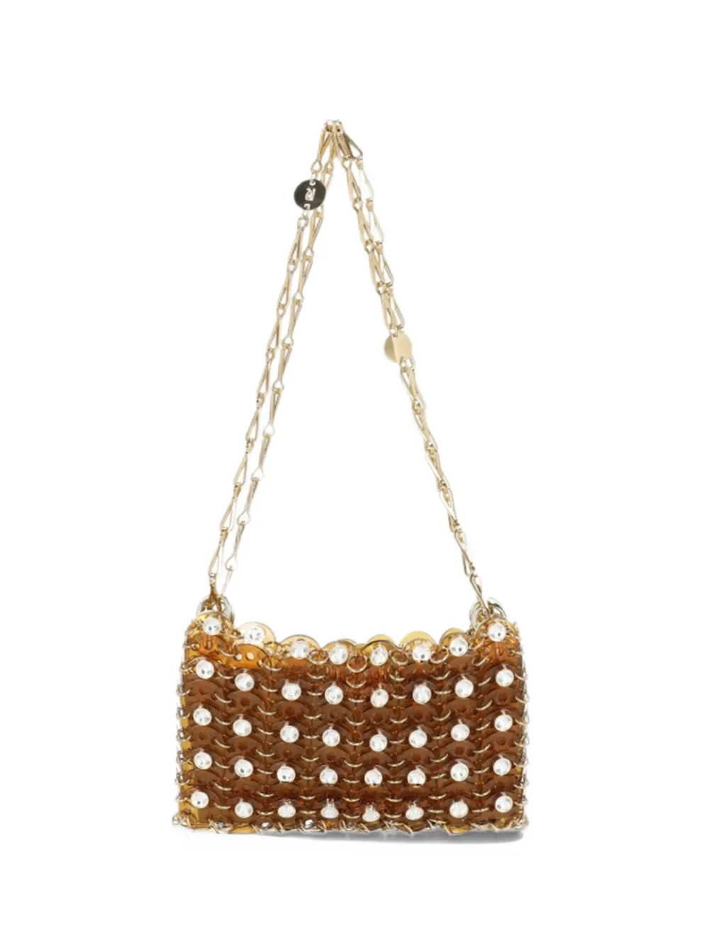 Rabanne 1969 Nano crystal-embellished shoulder bag - Marrone