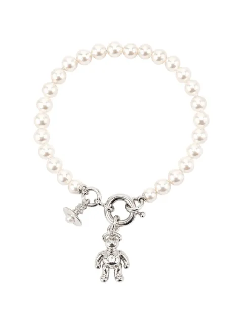 Vivienne Westwood Ruby bear-pendant pearl bracelet