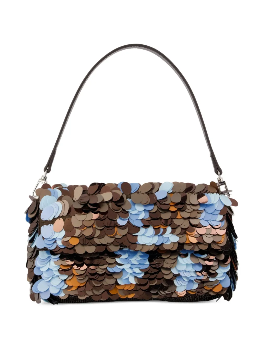 STAUD Timmy sequin-embellished shoulder bag - Brown