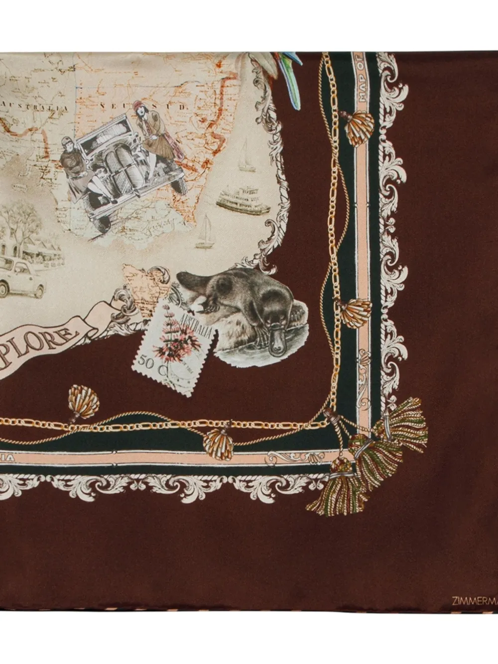 ZIMMERMANN Printed Square Scarf in Brown, view 2