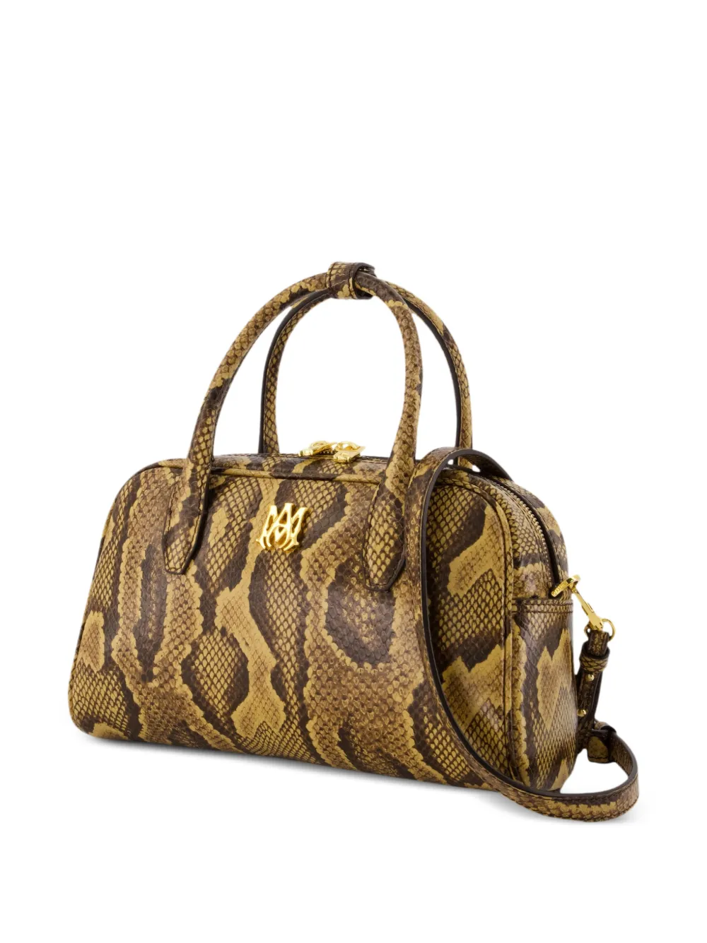 AMIRI Python Embossed MA Bowling Bag in Brown, view 2