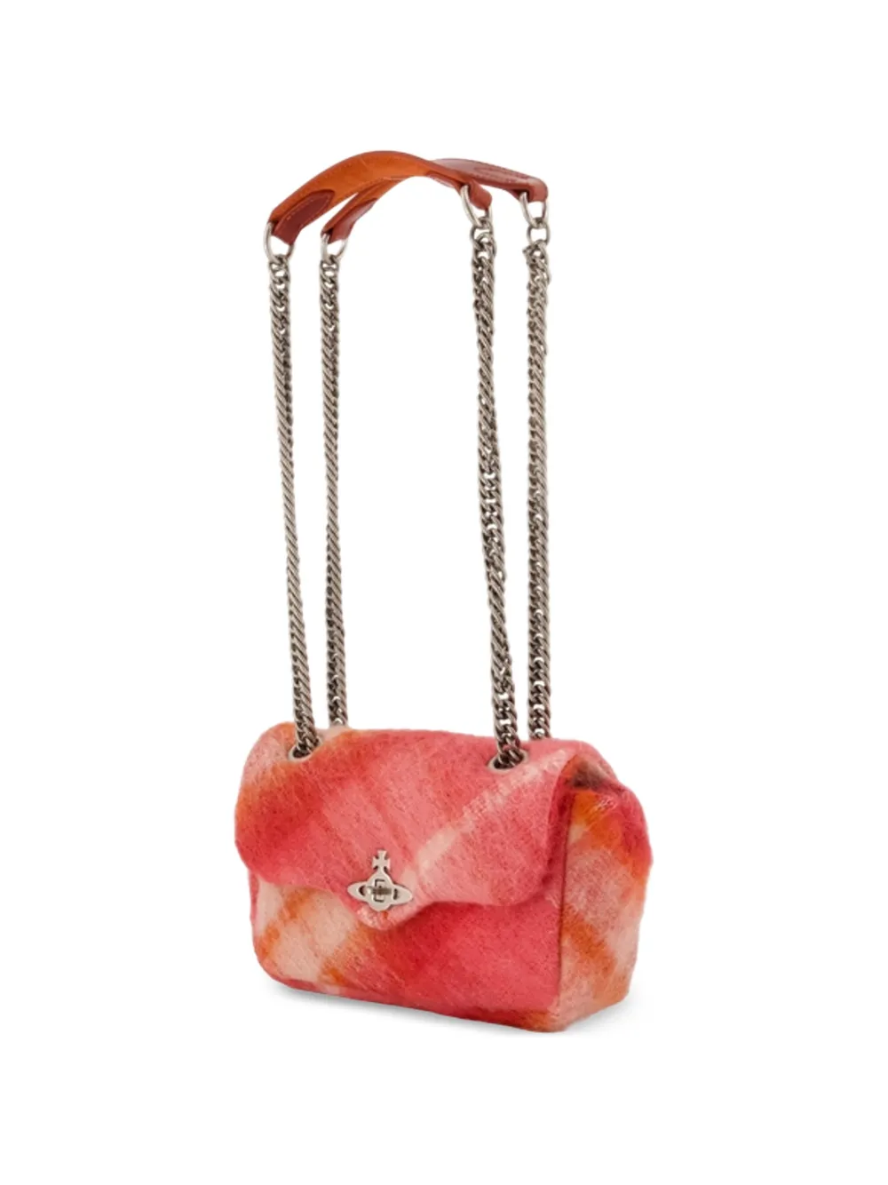 Vivienne Westwood Anita Chain Check Shoulder Bag in Red, view 2